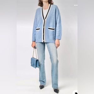 Sandro Erwan Wool Pointelle Cardigan